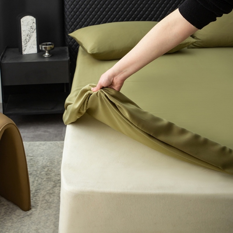 Fitted Bed Sheets Deep Pocket - 1pc Natuurlijke Lyocell Hoeslaken Groen Zomer