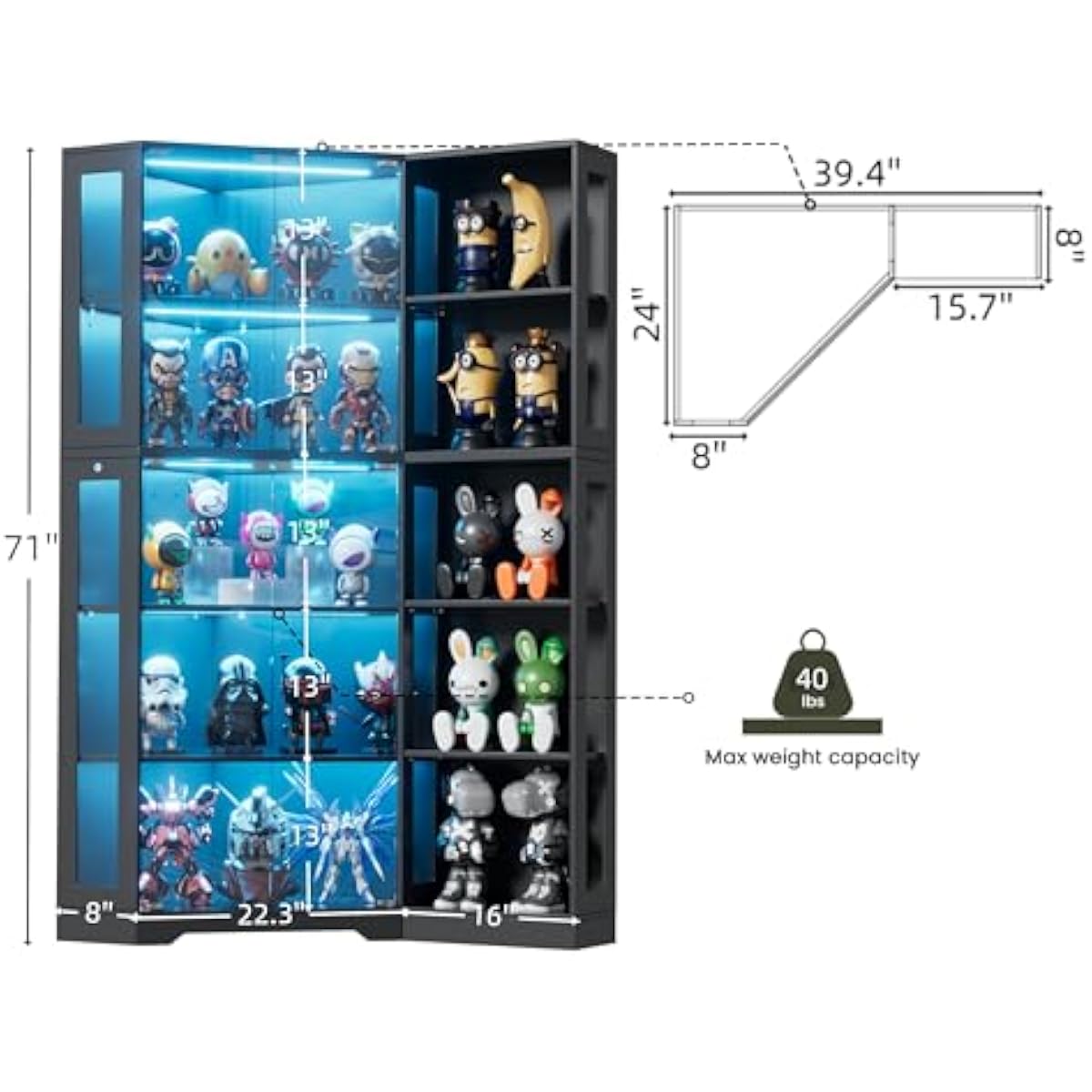 Vitrinekast met deuren van geh - Lighting recensie en prijs