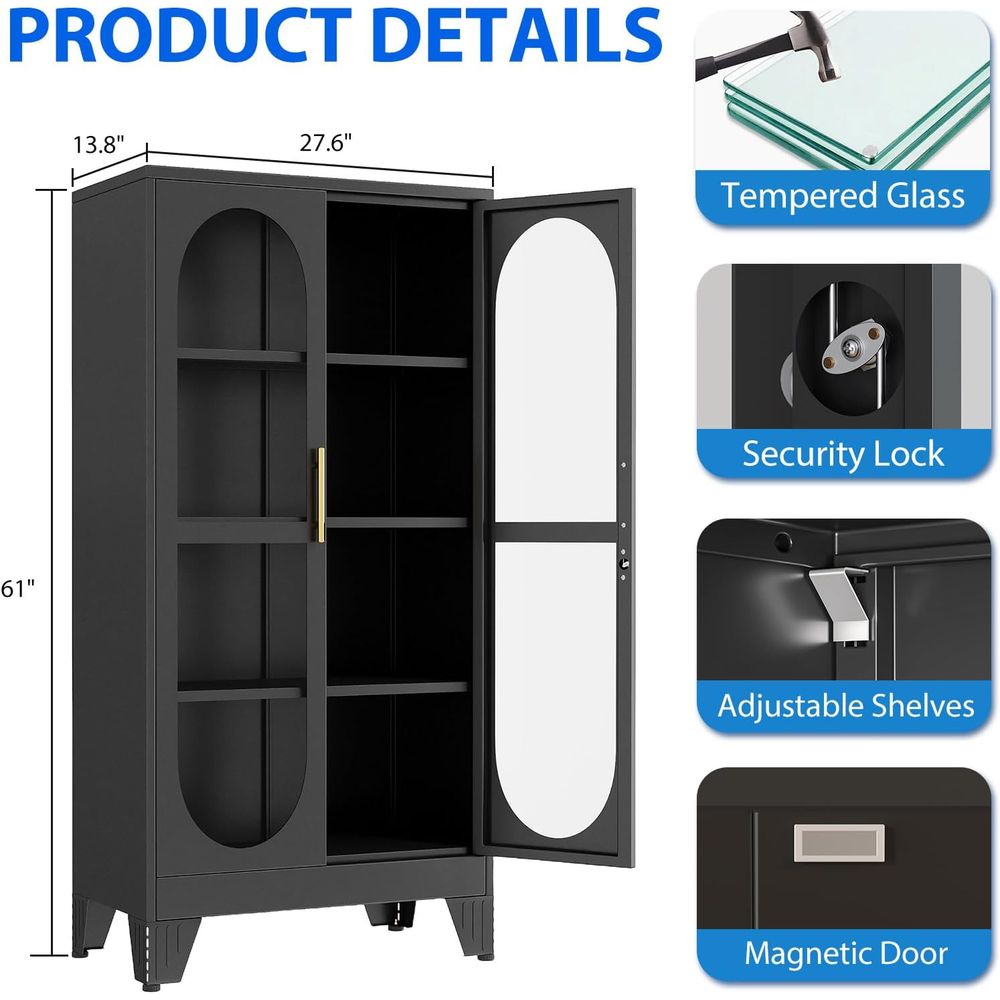 61 inch glazen vitrinekast met - Storage & Organization recensie en prijs
