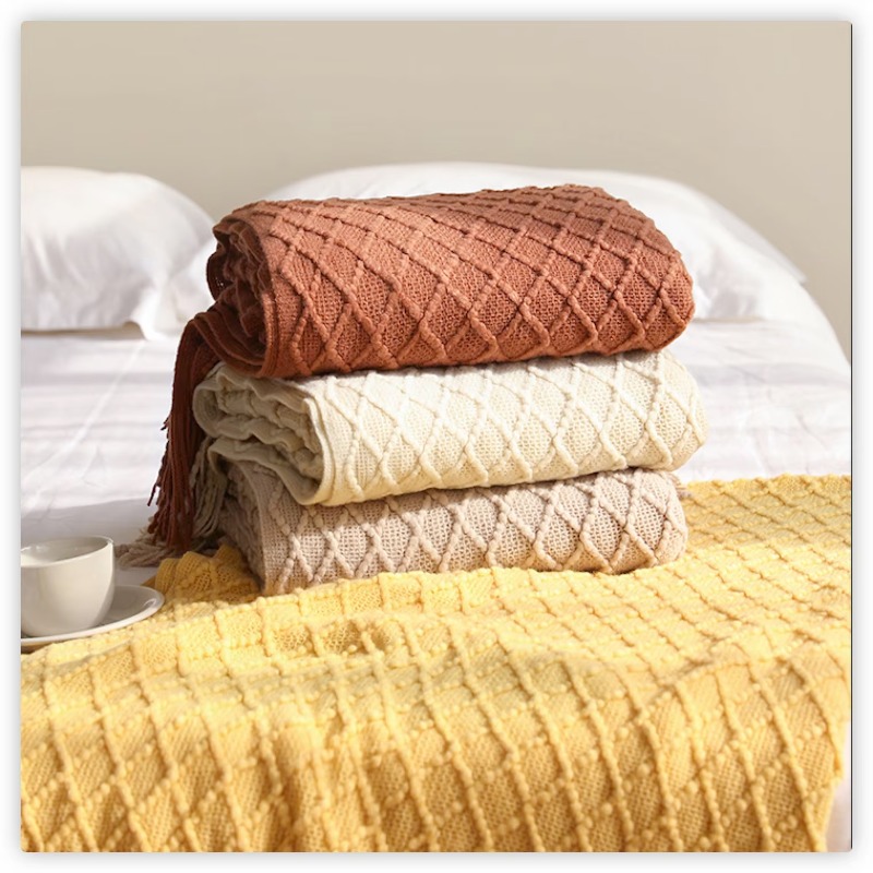 Textile City Diamond Knit Plai - Boho Throw Blanket Fringe recensie en prijs